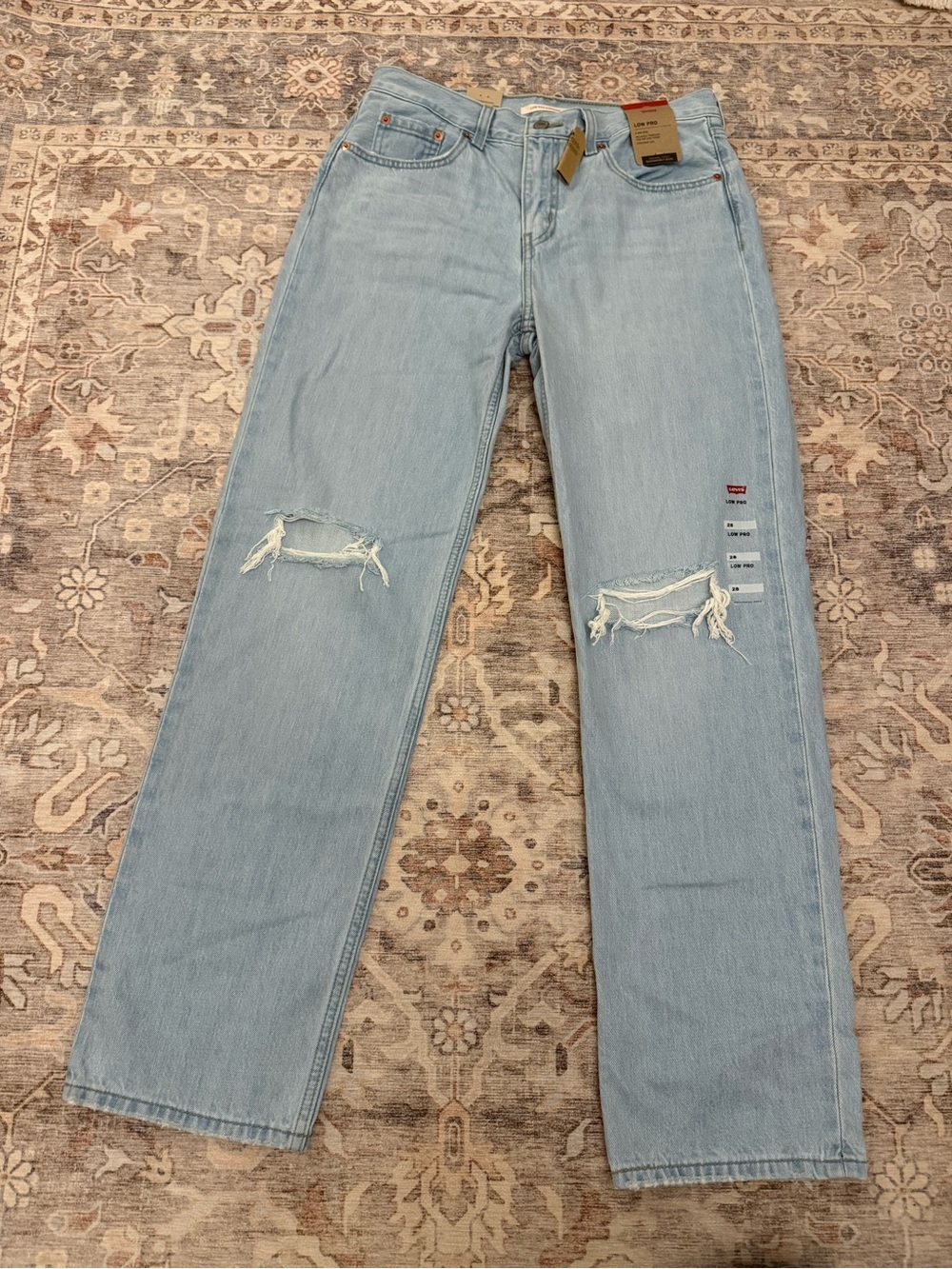 Levi's Light Blue Straight Fit Distressed Jeans